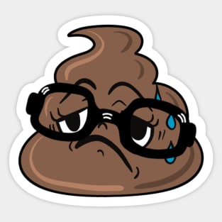 Exhausted nerdy poop emoji Sticker